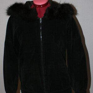 Vintage Ladies Billiana Black Velour Bomber Jacket – Size Small